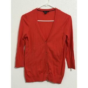 Tommy Hilfiger Women’s Size S/P Red Button Up 3/4 Sleeve Cardigan